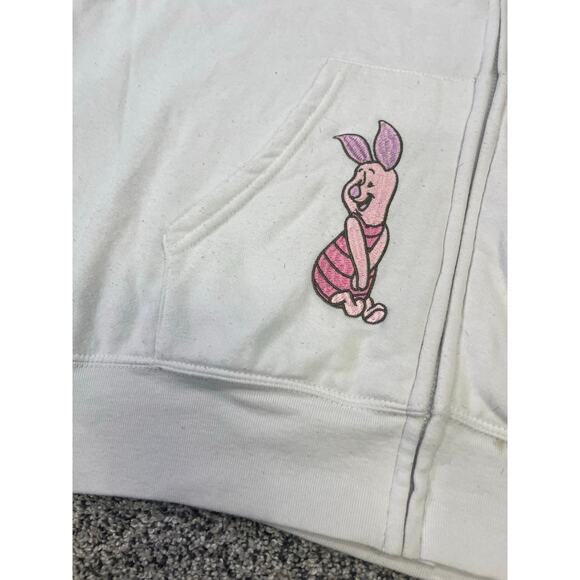 Disney Winnie‎ the Pooh Embroidered Parch Zip-Up Hoodie, Womens XL White Piglet - Picture 3 of 10